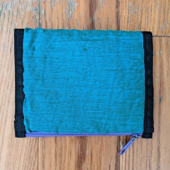 Vintage Colour Block Wallet Turquoise Pink Purple Black 80s Retro - Picture 2 of 9